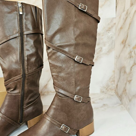 Journee Collection Women's Elettra Regular Calf Boots, Brown, Size 7, NEW - Picture 3 of 8